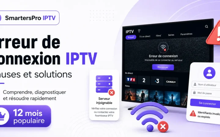 Erreur connexion IPTV avec diagnostic du réseau