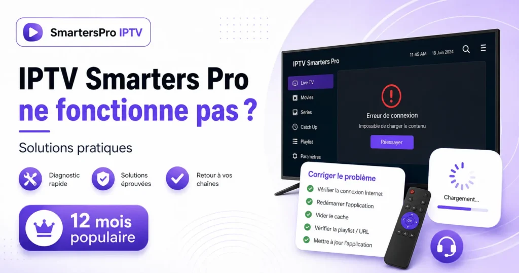 IPTV Smarters Pro ne fonctionne pas avec écran de diagnostic