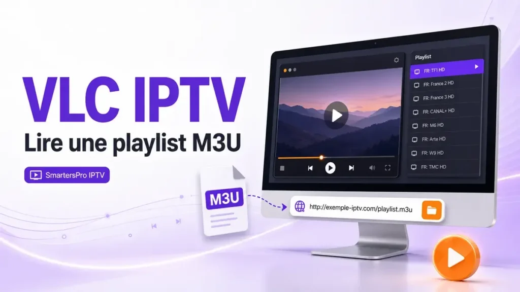 VLC IPTV lisant une playlist M3U sur ordinateur