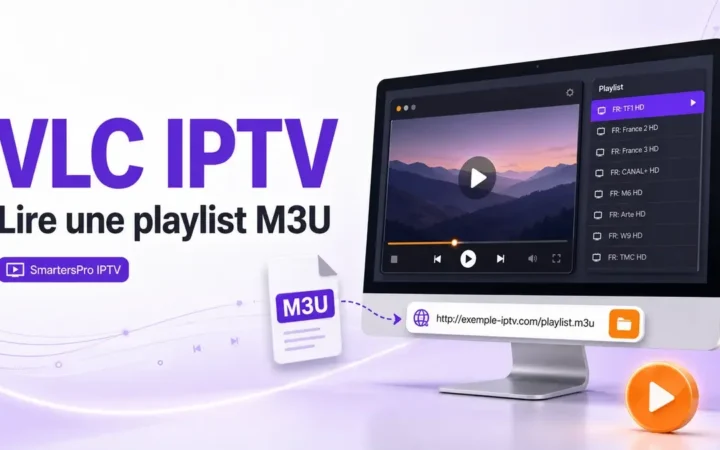 VLC IPTV lisant une playlist M3U sur ordinateur